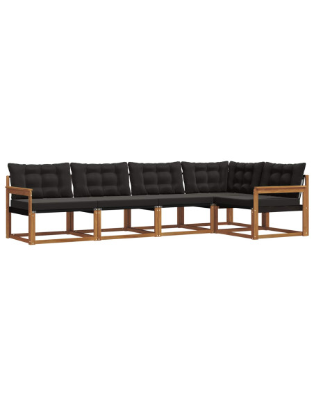Set di divani con cuscino 5 pcs Naturale e Nero