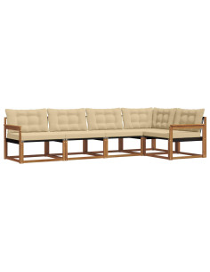 Set di divani con cuscino 5 pcs Naturale e Beige 2