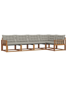Set di divani con cuscino 5 pcs Grigio Naturale e Chiaro 2