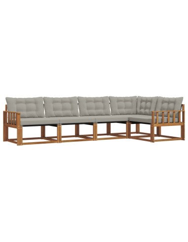 Set di divani con cuscino 5 pcs Grigio Naturale e Chiaro