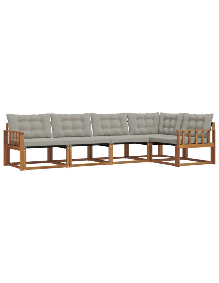 Set di divani con cuscino 5 pcs Grigio Naturale e Chiaro