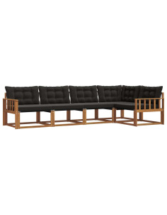 Set di divani con cuscino 5 pcs Naturale e Nero 2