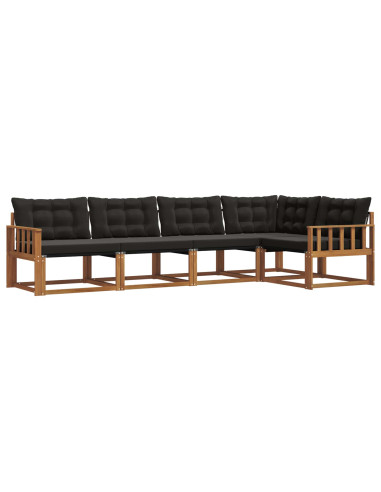 Set di divani con cuscino 5 pcs Naturale e Nero