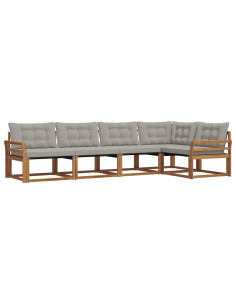 Set di divani con cuscino 5 pcs Grigio Naturale e Chiaro 2