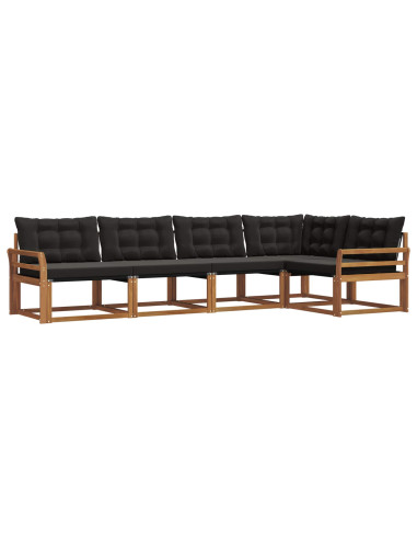 Set di divani con cuscino 5 pcs Naturale e Nero