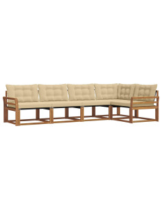 Set di divani con cuscino 5 pcs Naturale e Beige 2