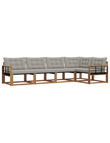 Set di divani con cuscino 5 pcs Grigio Naturale e Chiaro
