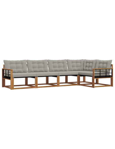 Set di divani con cuscino 5 pcs Grigio Naturale e Chiaro