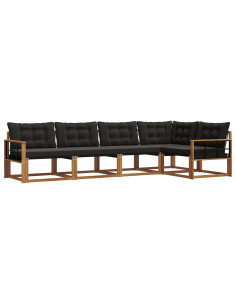Set di divani con cuscino 5 pcs Naturale e Nero 2