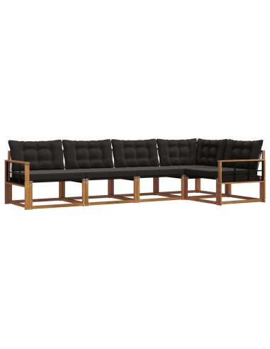 Set di divani con cuscino 5 pcs Naturale e Nero