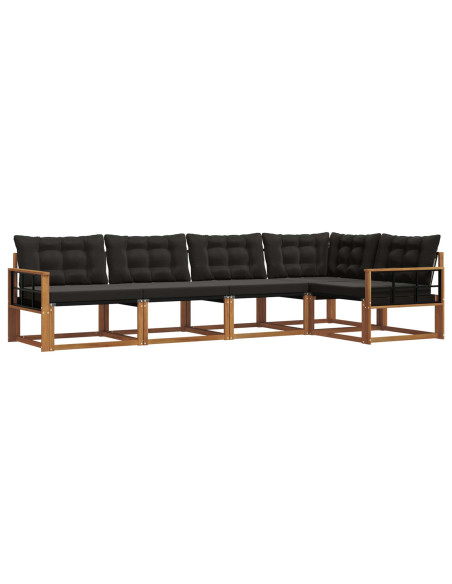 Set di divani con cuscino 5 pcs Naturale e Nero