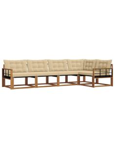 Set di divani con cuscino 5 pcs Naturale e Beige 2