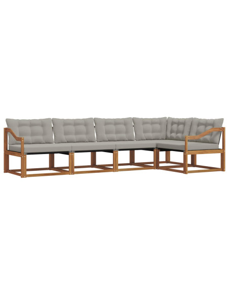 Set di divani con cuscino 5 pcs Grigio Naturale e Chiaro