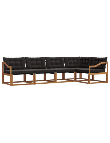 Set di divani con cuscino 5 pcs Naturale e Nero