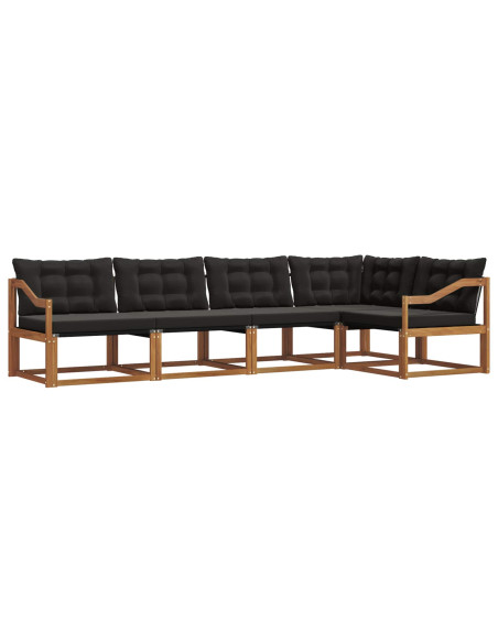 Set di divani con cuscino 5 pcs Naturale e Nero