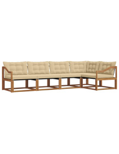 Set di divani con cuscino 5 pcs Naturale e Beige 2