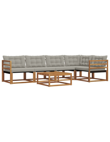 Set di divani con cuscino 6 pcs Grigio Naturale e Chiaro