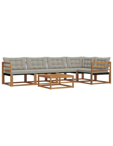 Set di divani con cuscino 6 pcs Grigio Naturale e Chiaro