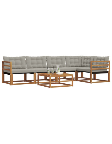 Set di divani con cuscino 6 pcs Grigio Naturale e Chiaro