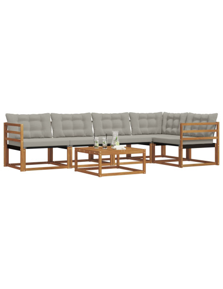 Set di divani con cuscino 6 pcs Grigio Naturale e Chiaro