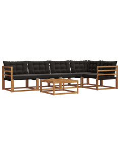 Set di divani con cuscino 6 pcs Naturale e Nero 2
