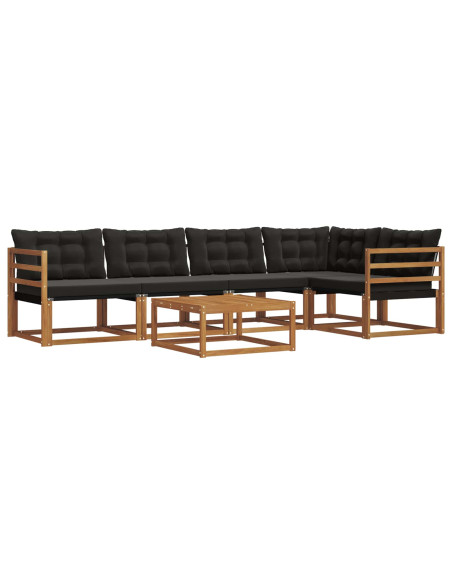 Set di divani con cuscino 6 pcs Naturale e Nero