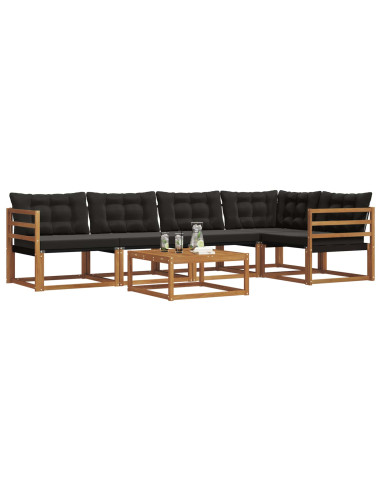 Set di divani con cuscino 6 pcs Naturale e Nero