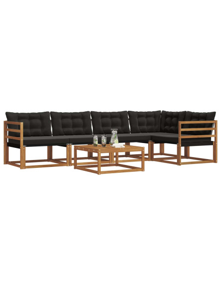 Set di divani con cuscino 6 pcs Naturale e Nero