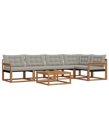 Set di divani con cuscino 6 pcs Grigio Naturale e Chiaro