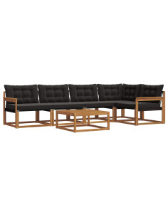 Set di divani con cuscino 6 pcs Naturale e Nero 2