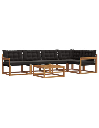 Set di divani con cuscino 6 pcs Naturale e Nero