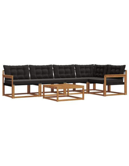 Set di divani con cuscino 6 pcs Naturale e Nero