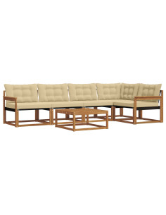 Set di divani con cuscino 6 pcs Naturale e Beige 2