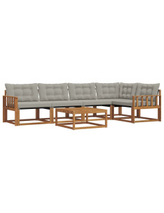 Set di divani con cuscino 6 pcs Grigio Naturale e Chiaro 2