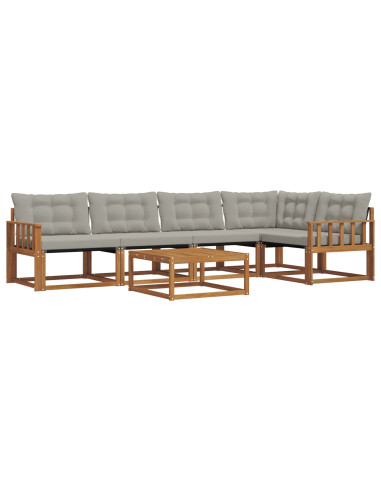 Set di divani con cuscino 6 pcs Grigio Naturale e Chiaro