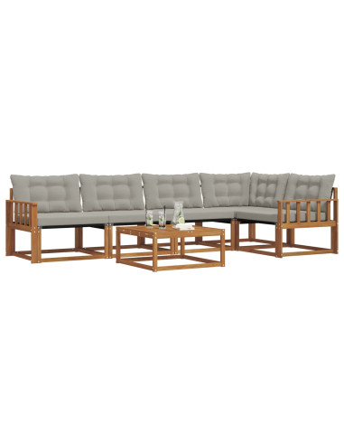 Set di divani con cuscino 6 pcs Grigio Naturale e Chiaro
