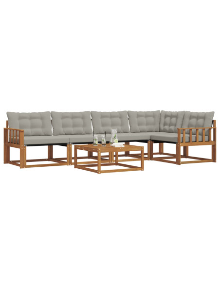 Set di divani con cuscino 6 pcs Grigio Naturale e Chiaro