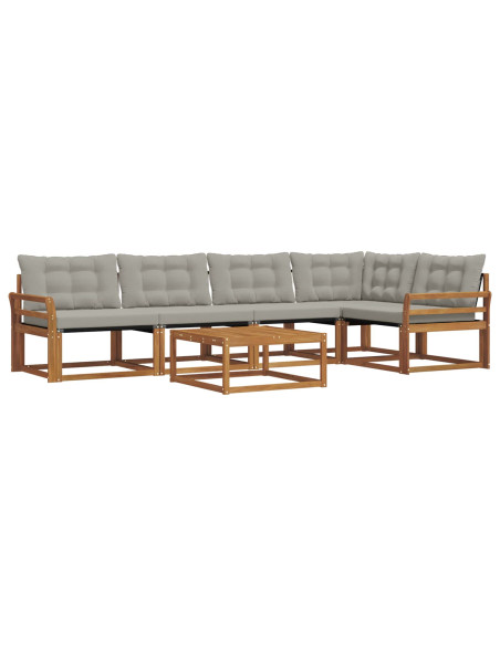 Set di divani con cuscino 6 pcs Grigio Naturale e Chiaro
