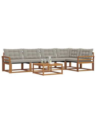 Set di divani con cuscino 6 pcs Grigio Naturale e Chiaro