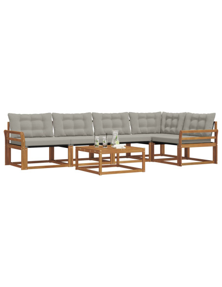 Set di divani con cuscino 6 pcs Grigio Naturale e Chiaro