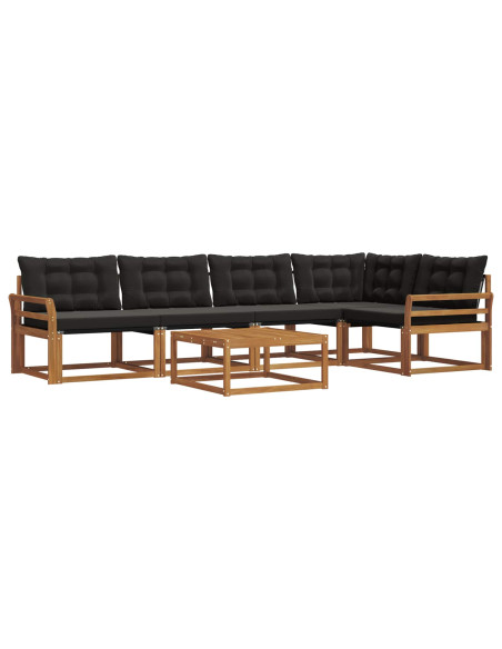 Set di divani con cuscino 6 pcs Naturale e Nero