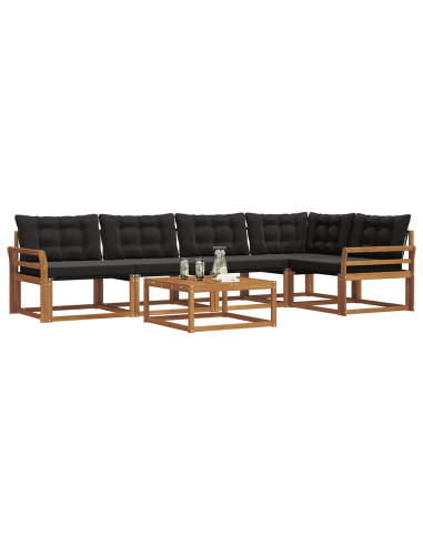 Set di divani con cuscino 6 pcs Naturale e Nero