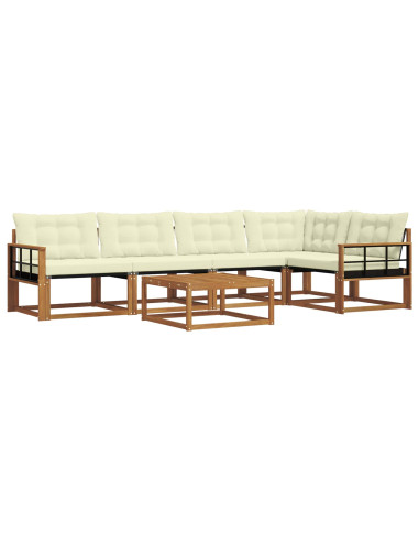 Set di divani con cuscino 6 pcs Naturale e Crema