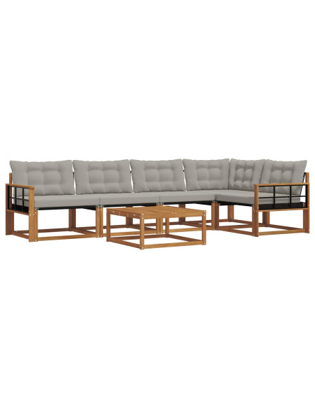 Set di divani con cuscino 6 pcs Grigio Naturale e Chiaro