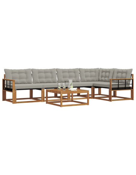 Set di divani con cuscino 6 pcs Grigio Naturale e Chiaro