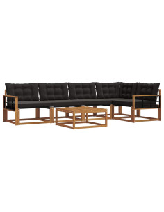 Set di divani con cuscino 6 pcs Naturale e Nero 2