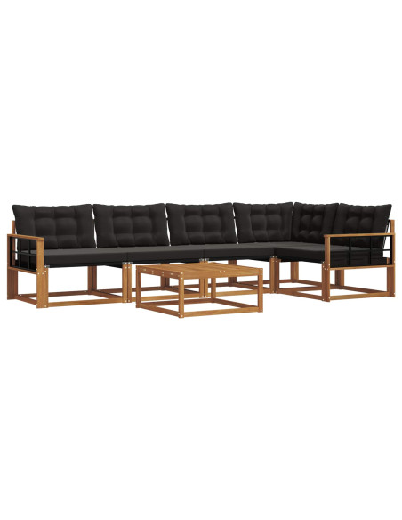 Set di divani con cuscino 6 pcs Naturale e Nero