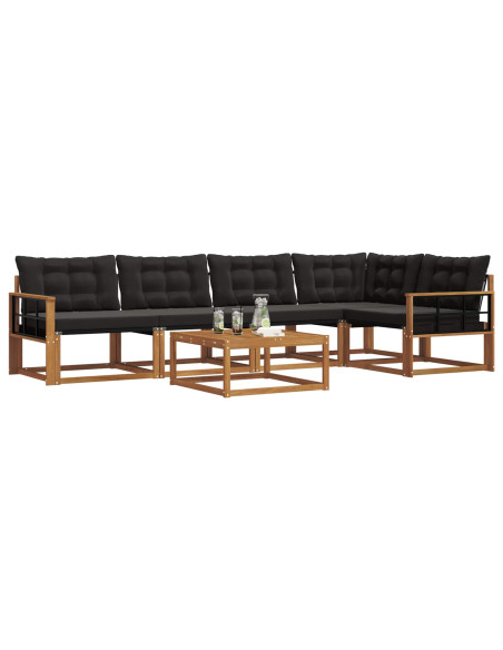 Set di divani con cuscino 6 pcs Naturale e Nero