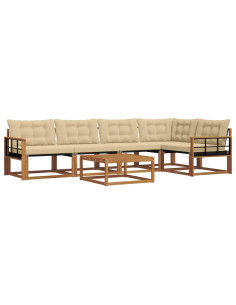Set di divani con cuscino 6 pcs Naturale e Beige 2