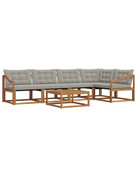 Set di divani con cuscino 6 pcs Grigio Naturale e Chiaro